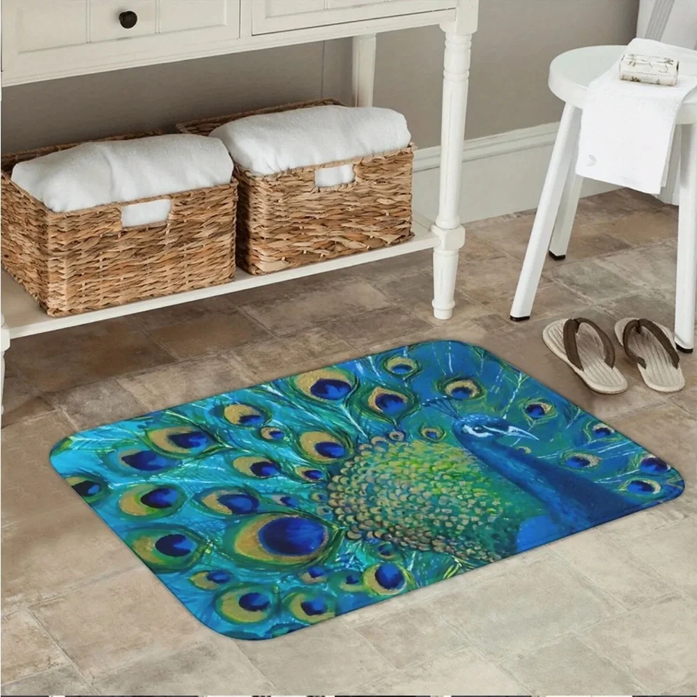 Boho Fan Tail Peacock Floor Mat